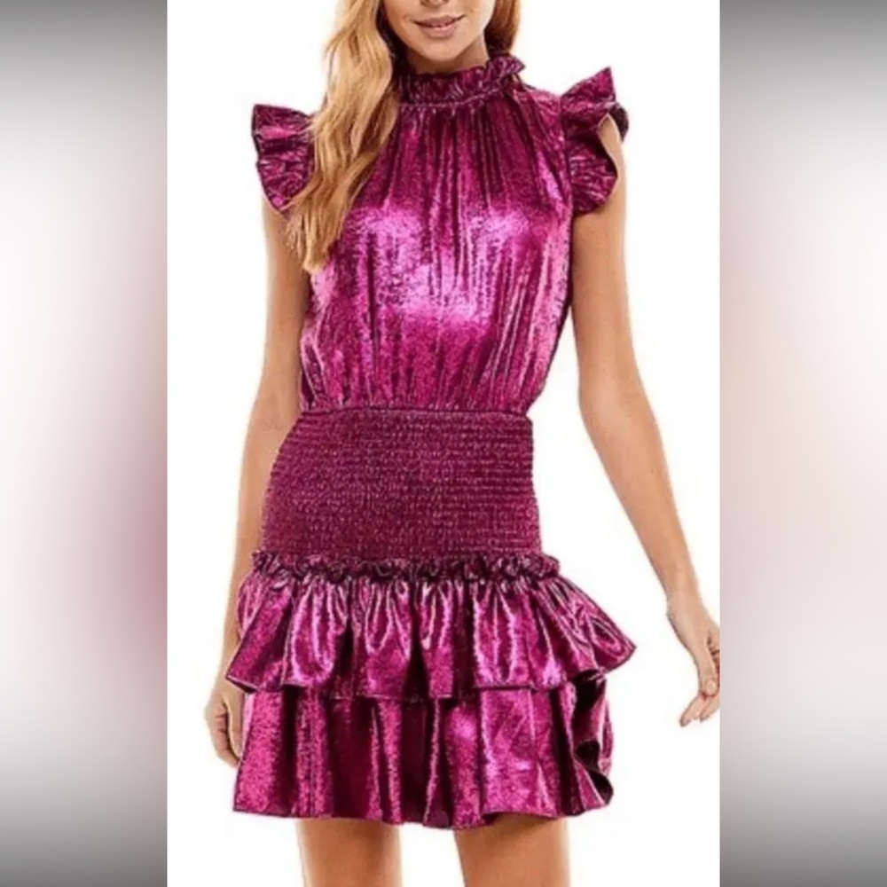 TCEC boutique magenta metallic smock dress size M